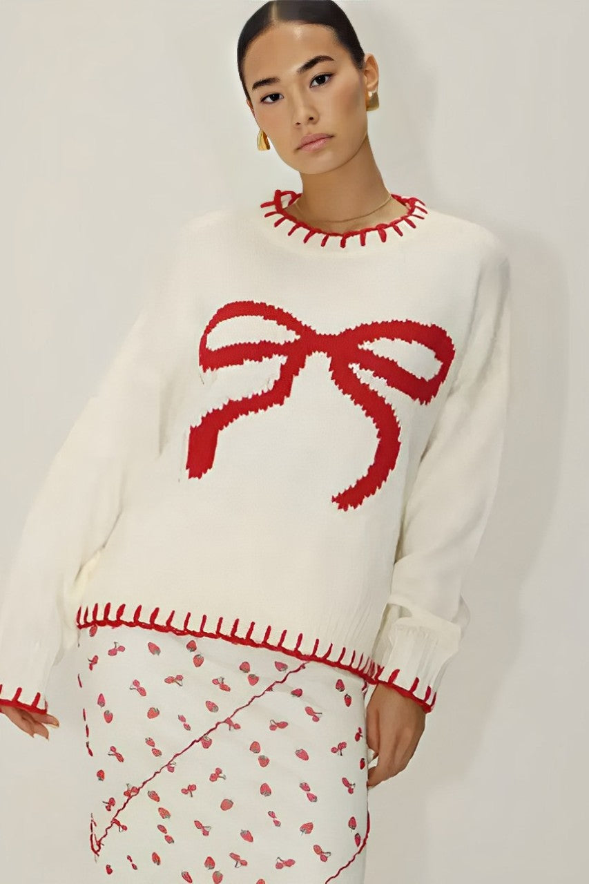 Strickpullover Mit Bändern Und Jacquardmuster