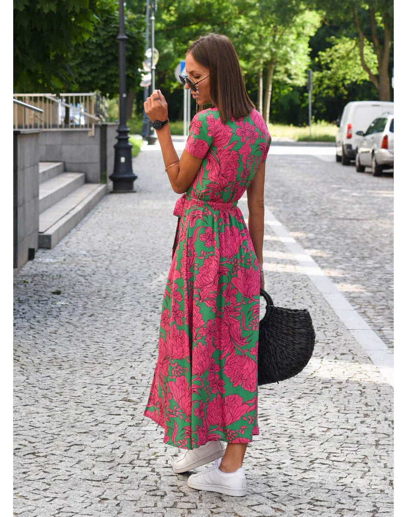 Kleid Mit V-Ausschnitt Und Blumenmuster