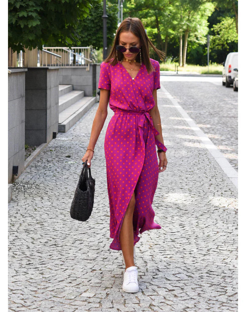 Kleid Mit V-Ausschnitt Und Blumenmuster