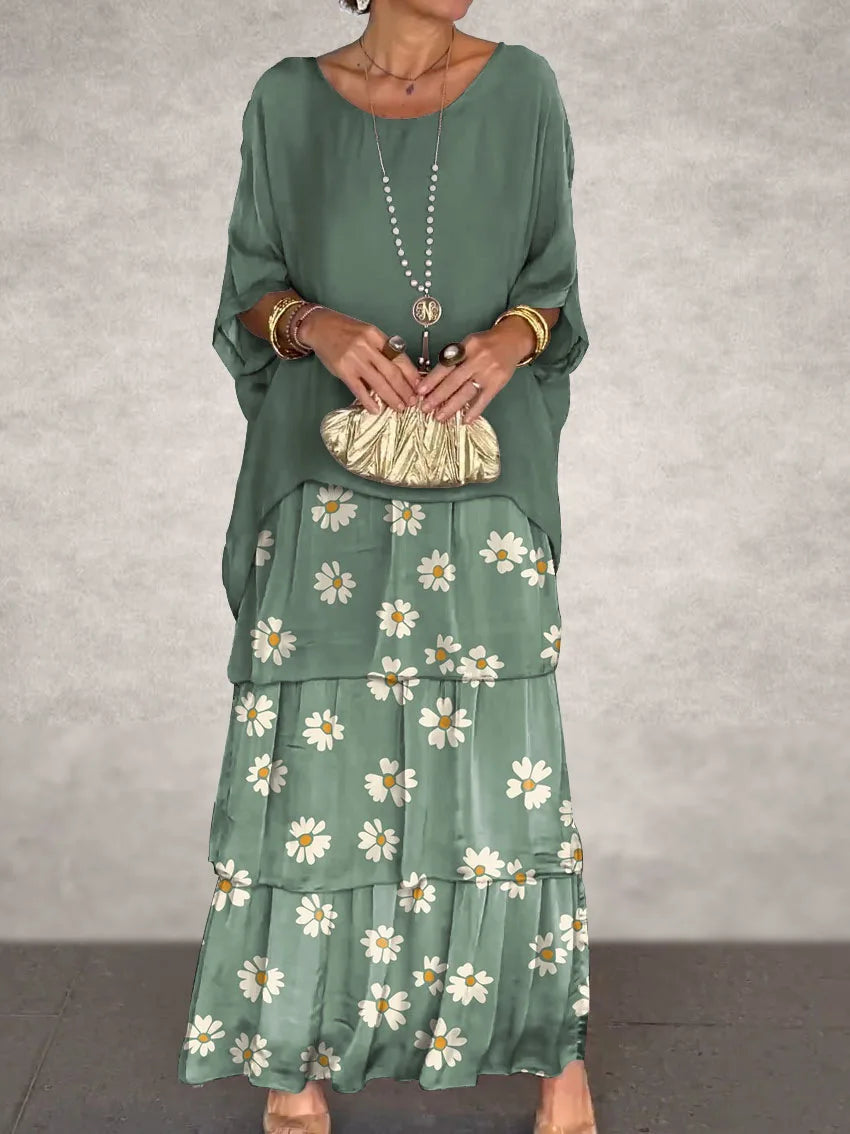 Plus-Size-Kleid Mit Rundhalsausschnitt Und Fledermausärmel-Detail