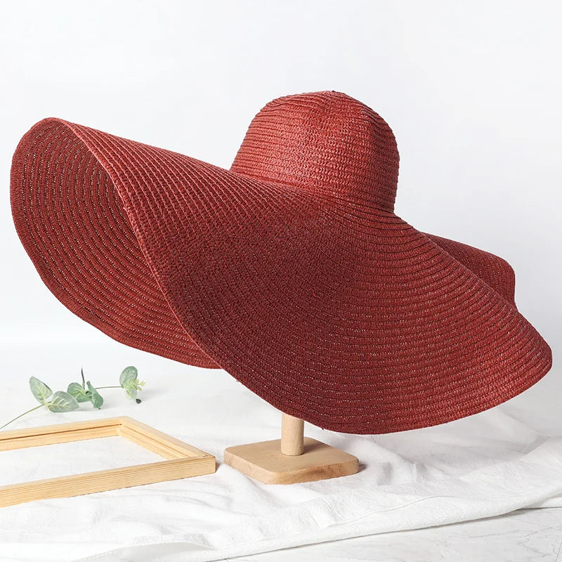 Uv-Geschützter, Faltbarer Strohhut Mit Breiter Krempe, 70 Cm, Für Sommer, Strand Und Reisen –