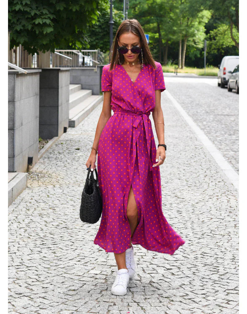 Kleid Mit V-Ausschnitt Und Blumenmuster