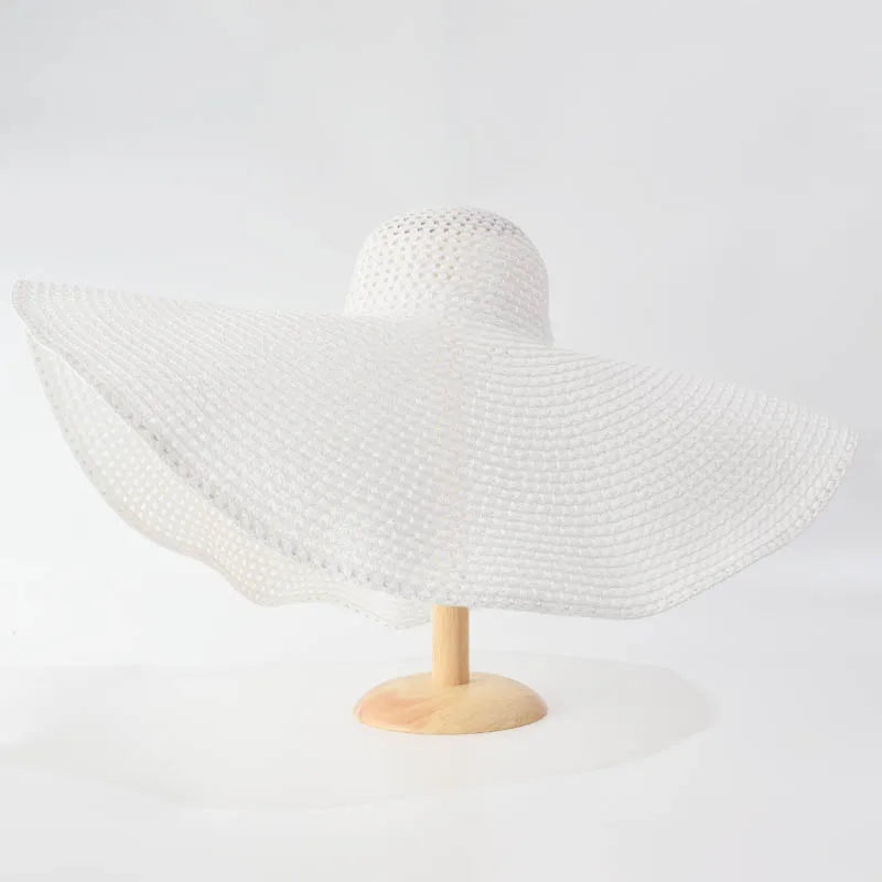 Uv-Geschützter, Faltbarer Strohhut Mit Breiter Krempe, 70 Cm, Für Sommer, Strand Und Reisen –