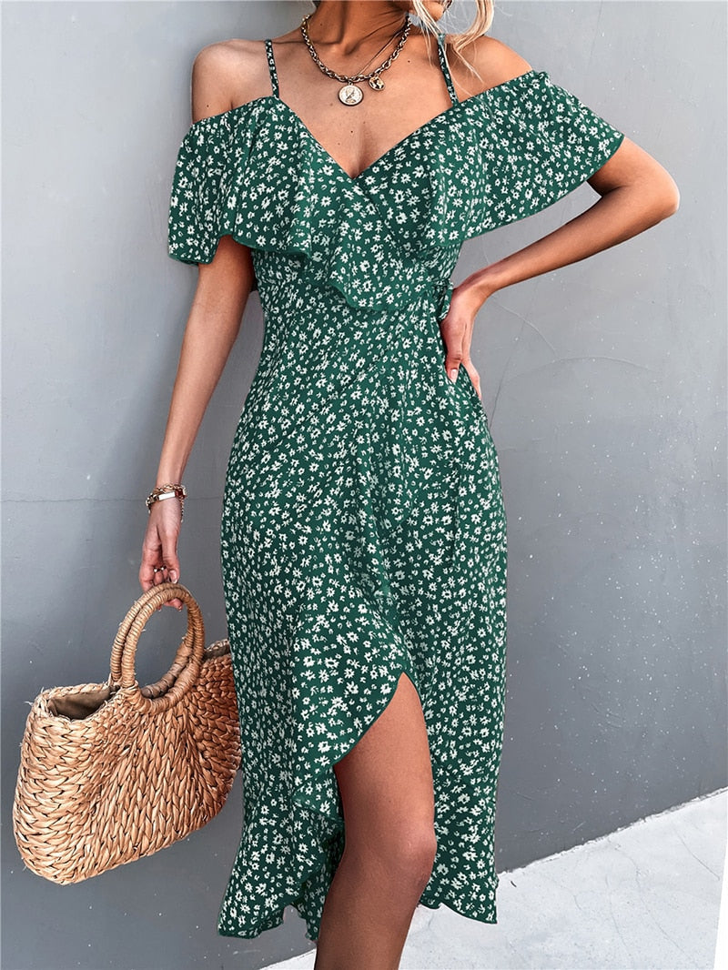 Midikleid Mit V-Ausschnitt