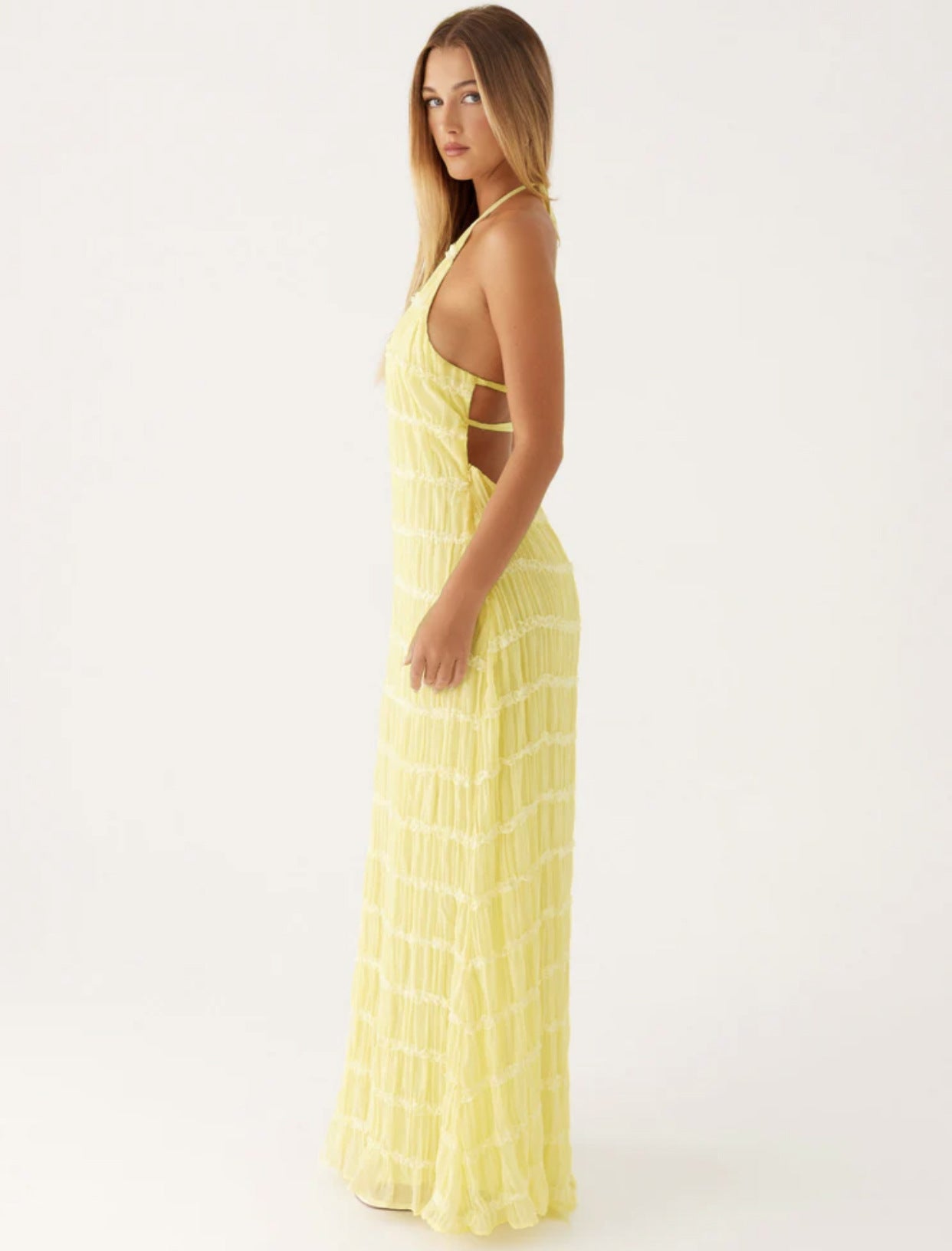 Stilvolles Neckholder-Kleid, Lang, Rückenfrei, Ärmellos, Lässig, Sommer-Strandkleid