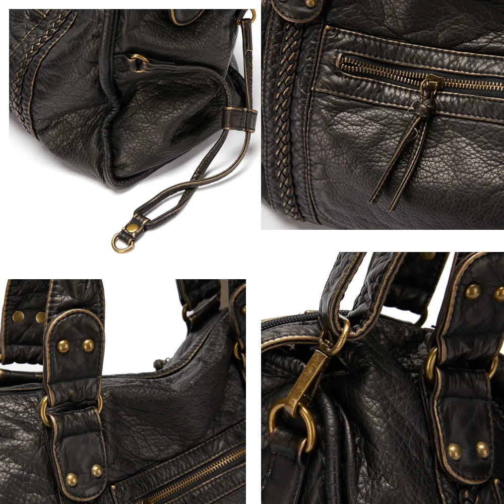Luxuriöse Schwarze Lederhandtasche