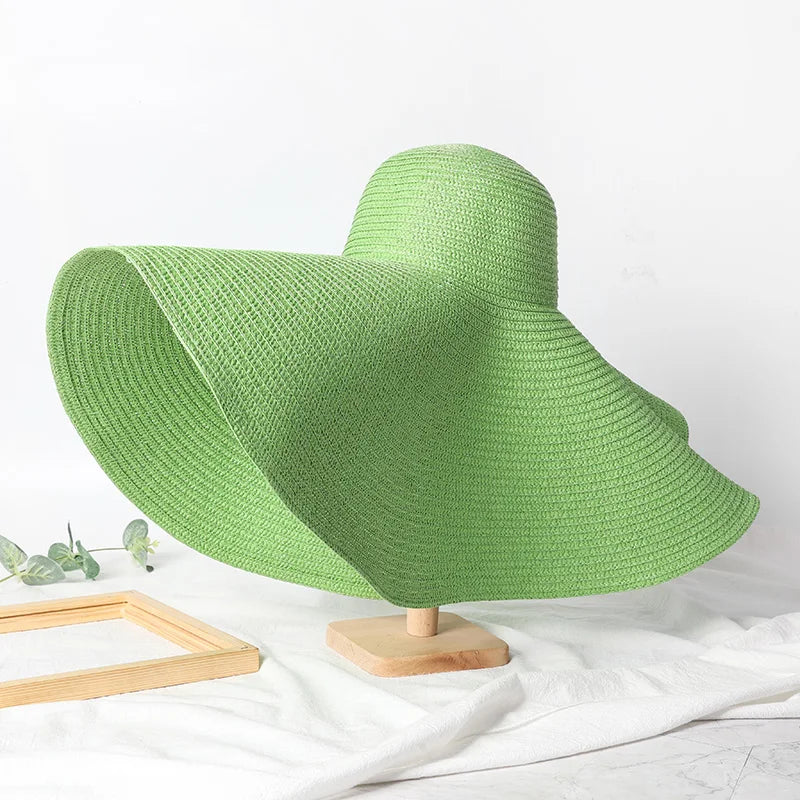 Uv-Geschützter, Faltbarer Strohhut Mit Breiter Krempe, 70 Cm, Für Sommer, Strand Und Reisen –