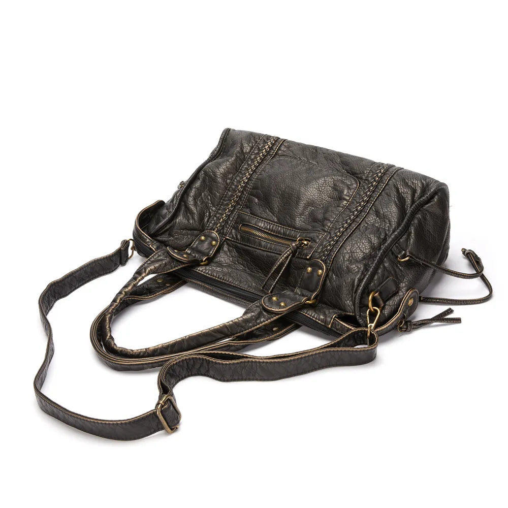 Luxuriöse Schwarze Lederhandtasche