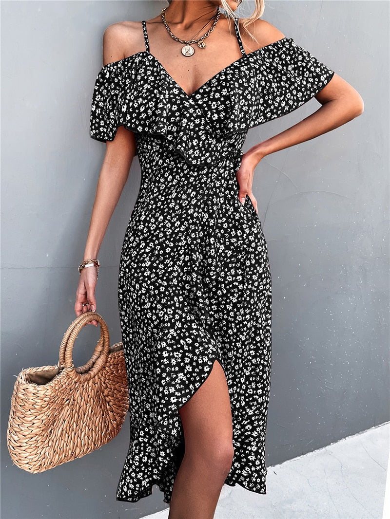 Midikleid Mit V-Ausschnitt