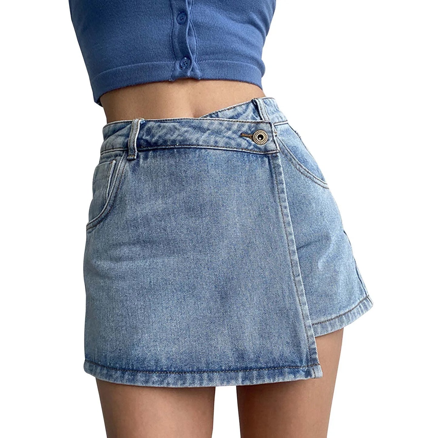 Stilvoller Mini-Jeansrock İm Retro-A-Linien-Stil