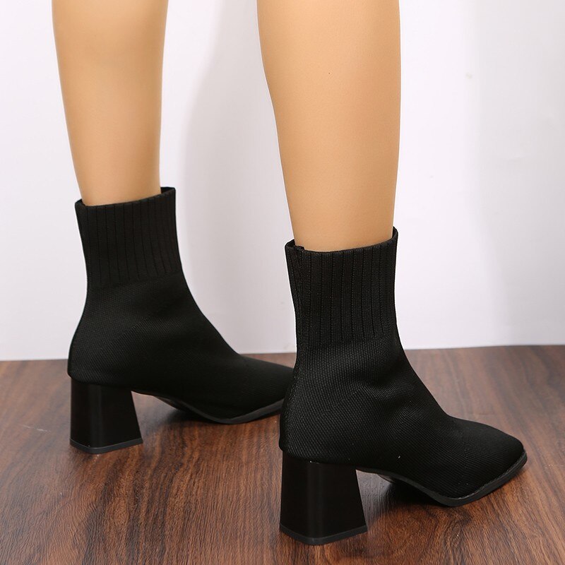Stretch-Strickstiefel Für Damen