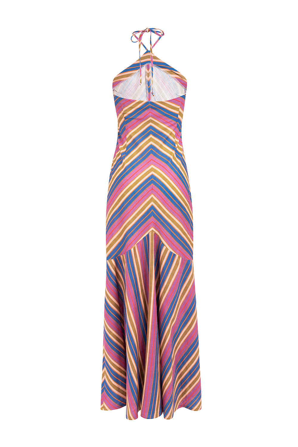 Gestreiftes Neckholder-Maxikleid