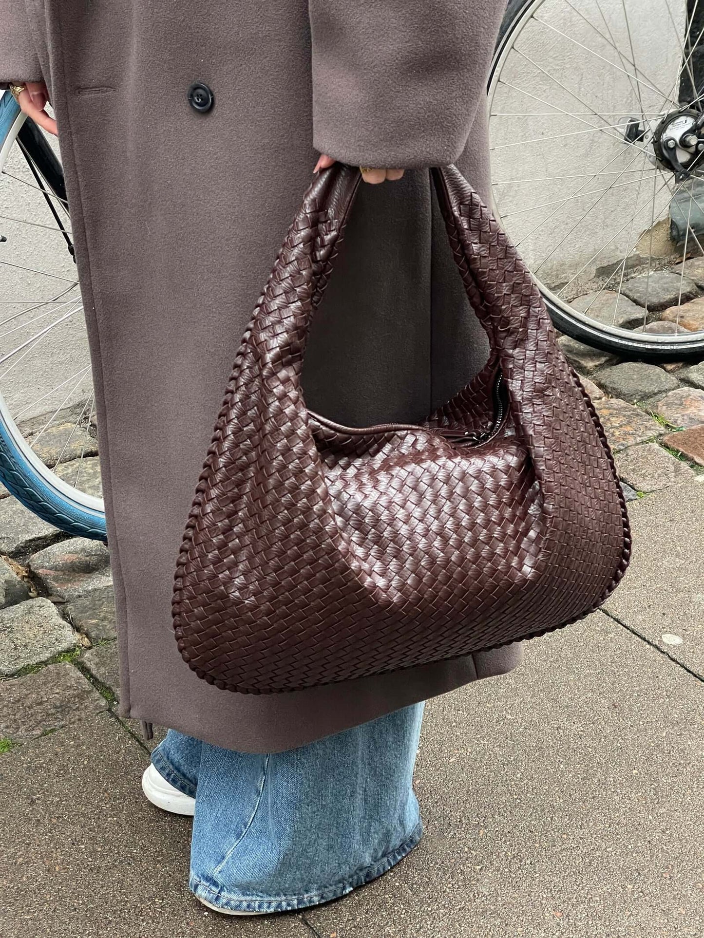 Gestrickte Gemusterte Vintage-Damentasche Mit Reißverschluss