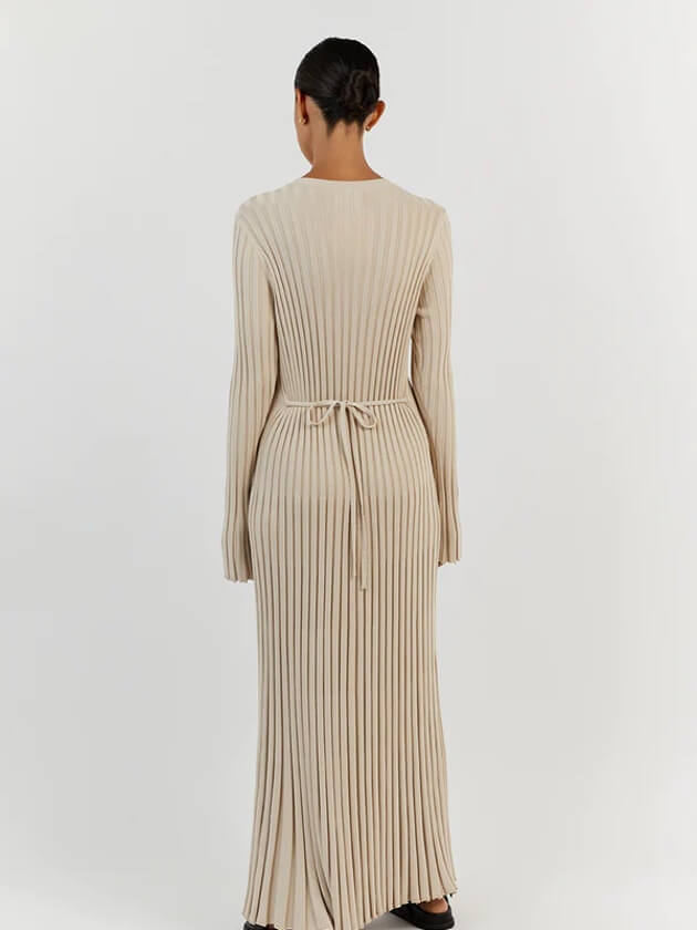 Langärmliges, Gestreiftes Maxikleid