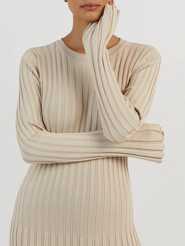 Langärmliges, Gestreiftes Maxikleid