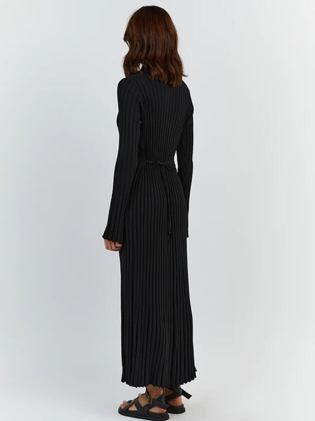 Langärmliges, Gestreiftes Maxikleid