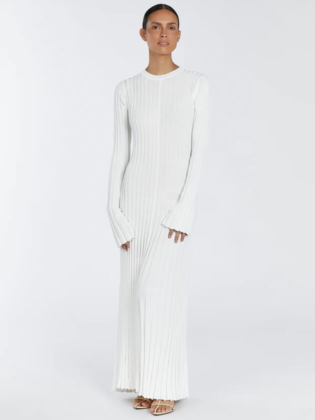 Langärmliges, Gestreiftes Maxikleid