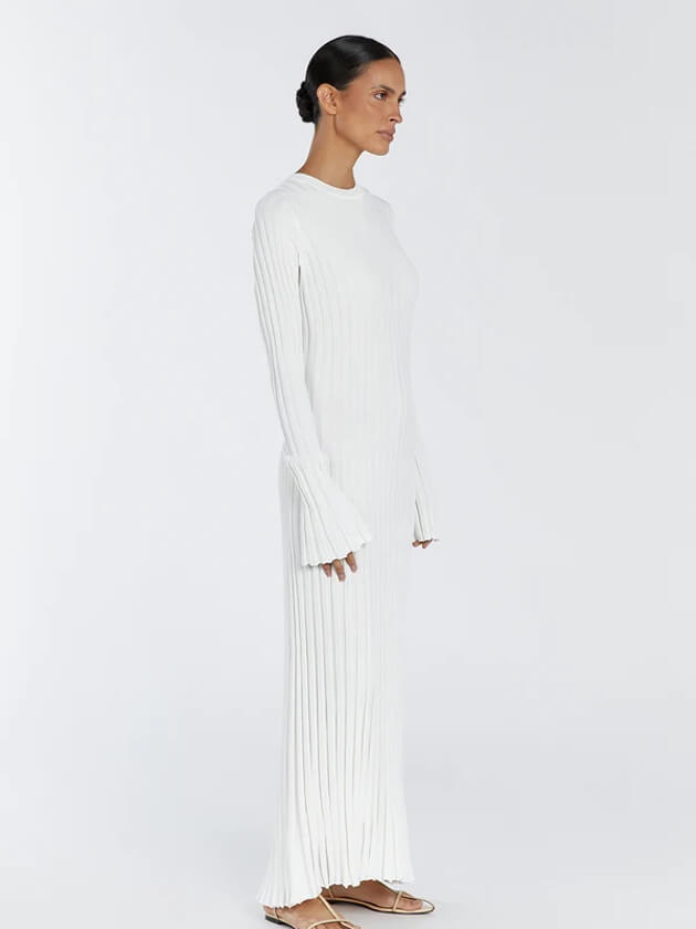 Langärmliges, Gestreiftes Maxikleid