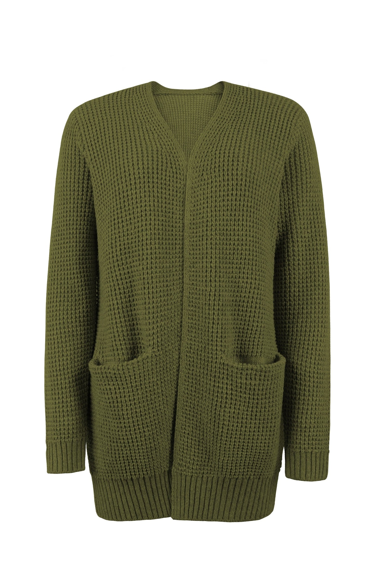 Damen-Cardigan Mit Langen Ärmeln, Taschen Und Offenem Frontdesign