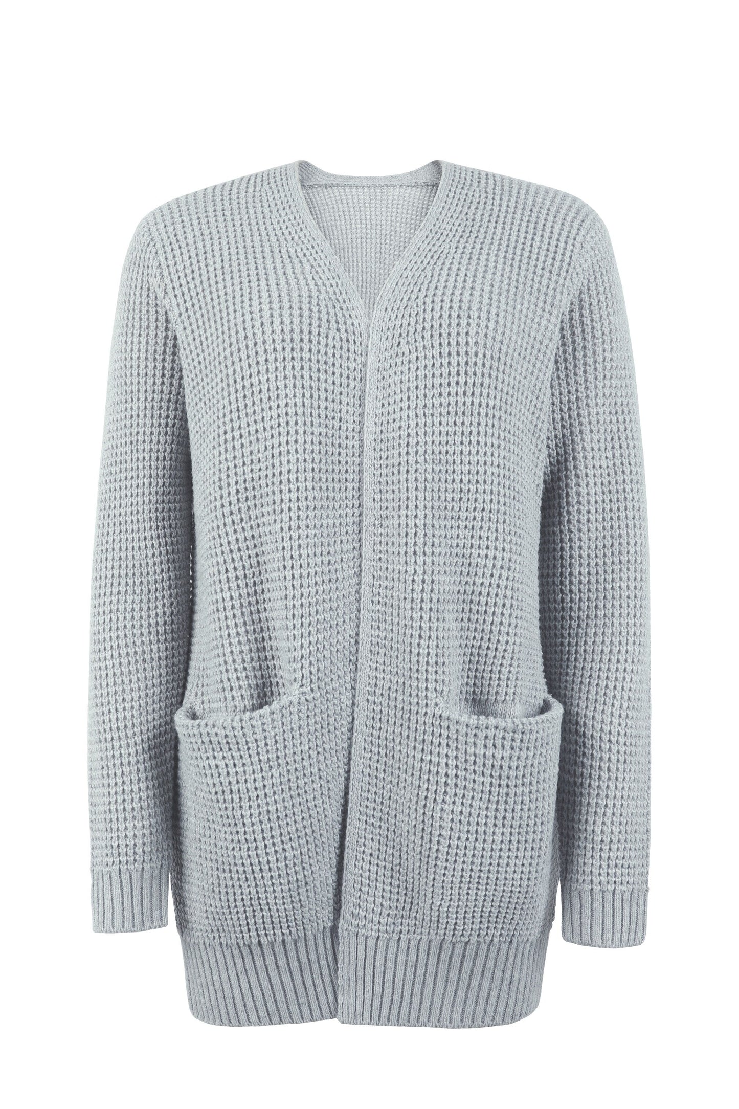 Damen-Cardigan Mit Langen Ärmeln, Taschen Und Offenem Frontdesign