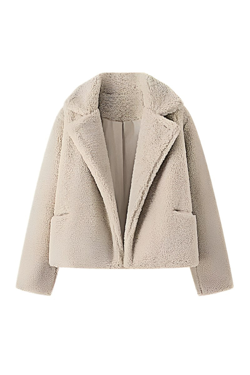 Elegante Jacke Mit Umklappbarem Kragen İn Schlichter Farbe