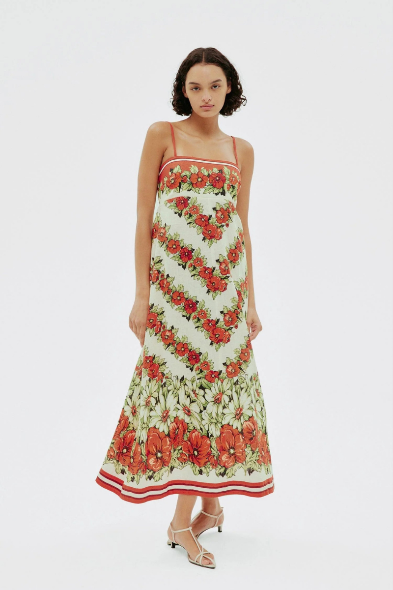 Maxikleid Mit Spaghettiträgern Und Blumenmuster