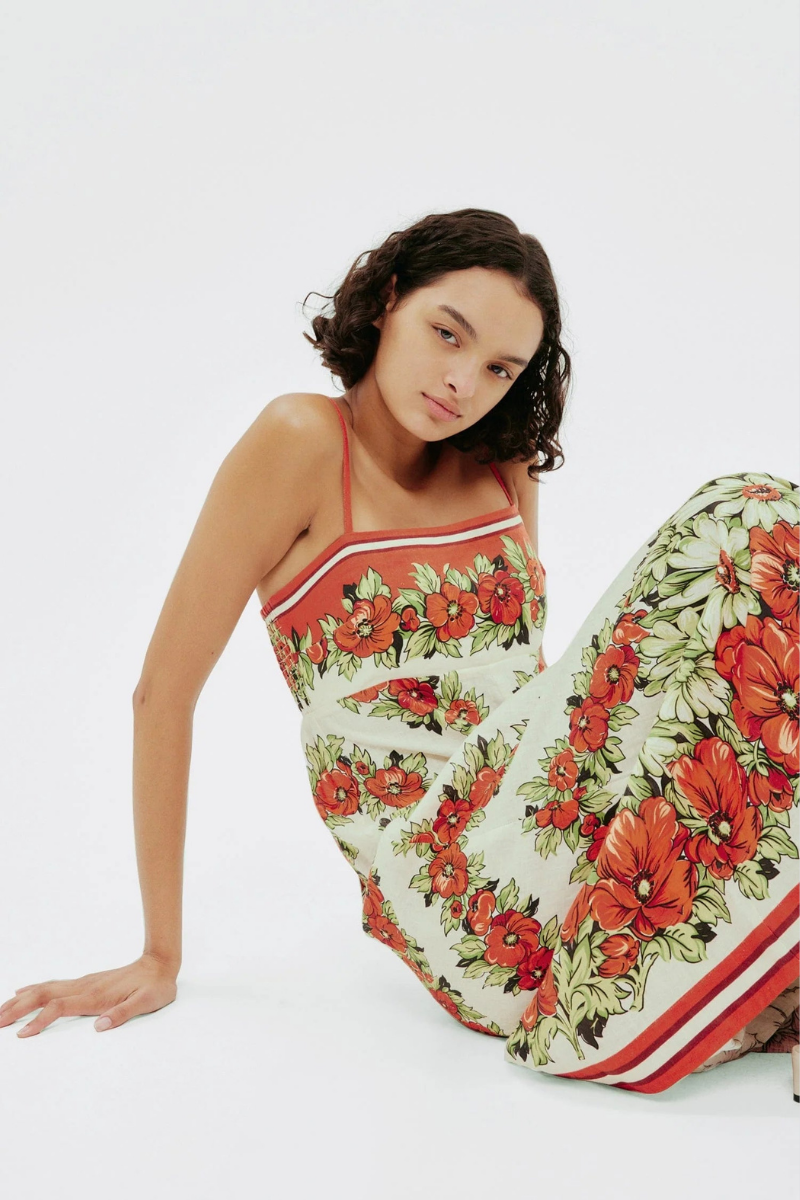 Maxikleid Mit Spaghettiträgern Und Blumenmuster