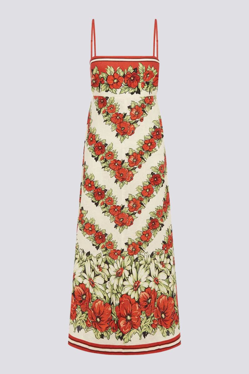 Maxikleid Mit Spaghettiträgern Und Blumenmuster