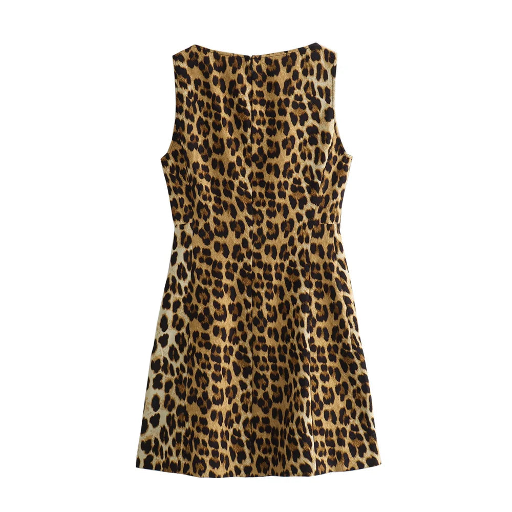 Ärmelloses Minikleid Mit Leopardenmuster