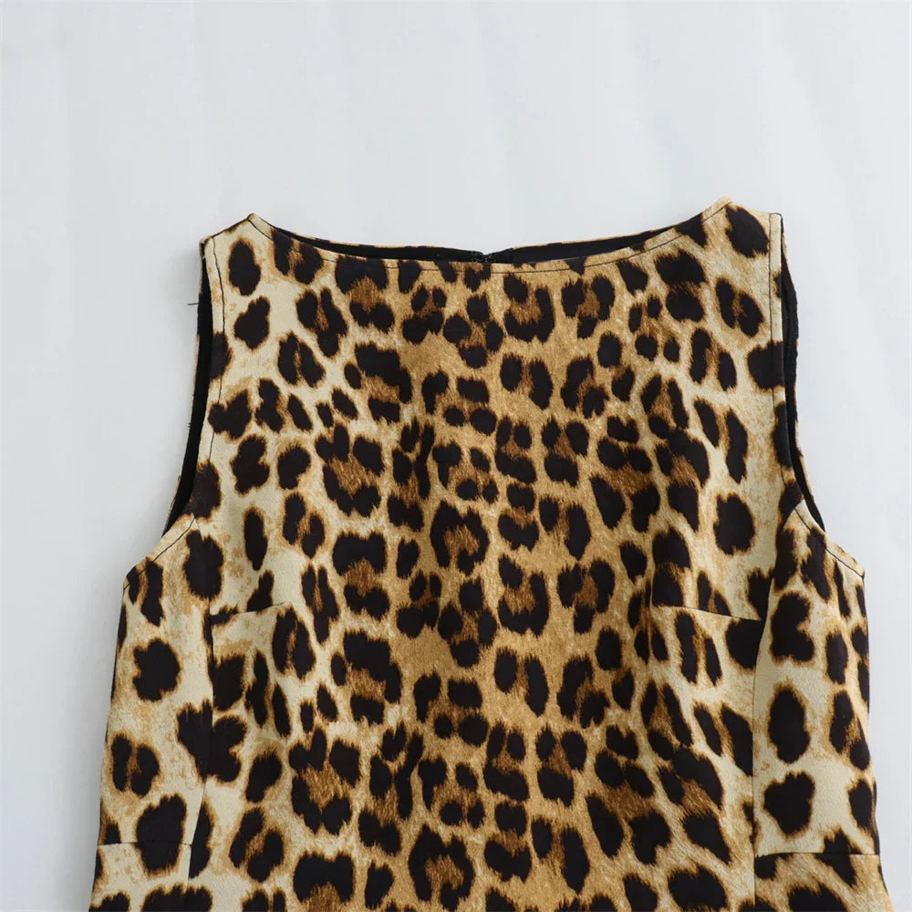 Ärmelloses Minikleid Mit Leopardenmuster