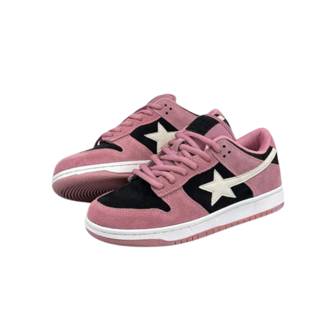 Sneaker – Vintage-Stil – Rosa Sternenmuster, Bequem Und Atmungsaktiv