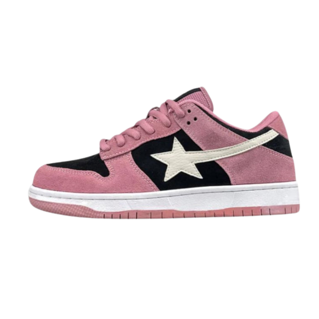 Sneaker – Vintage-Stil – Rosa Sternenmuster, Bequem Und Atmungsaktiv