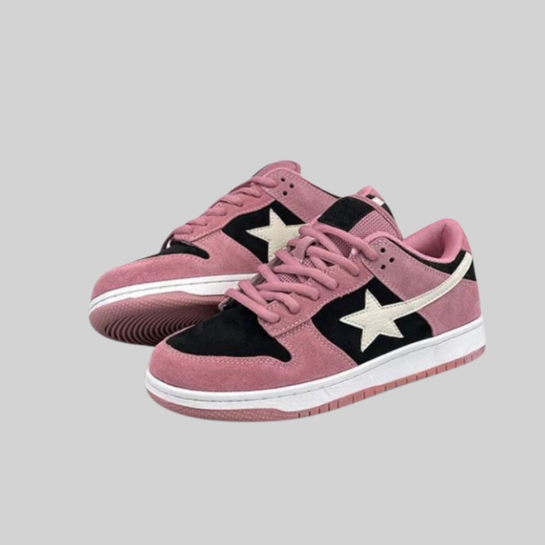 Sneaker – Vintage-Stil – Rosa Sternenmuster, Bequem Und Atmungsaktiv
