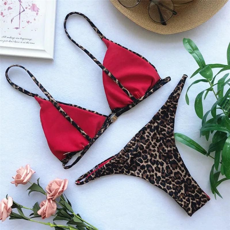 Stylischer Bikini Mit Leopardenmuster