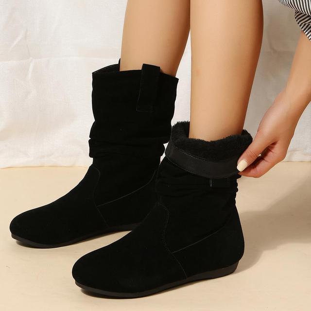 Plüschstiefel Mit Flacher Sohle