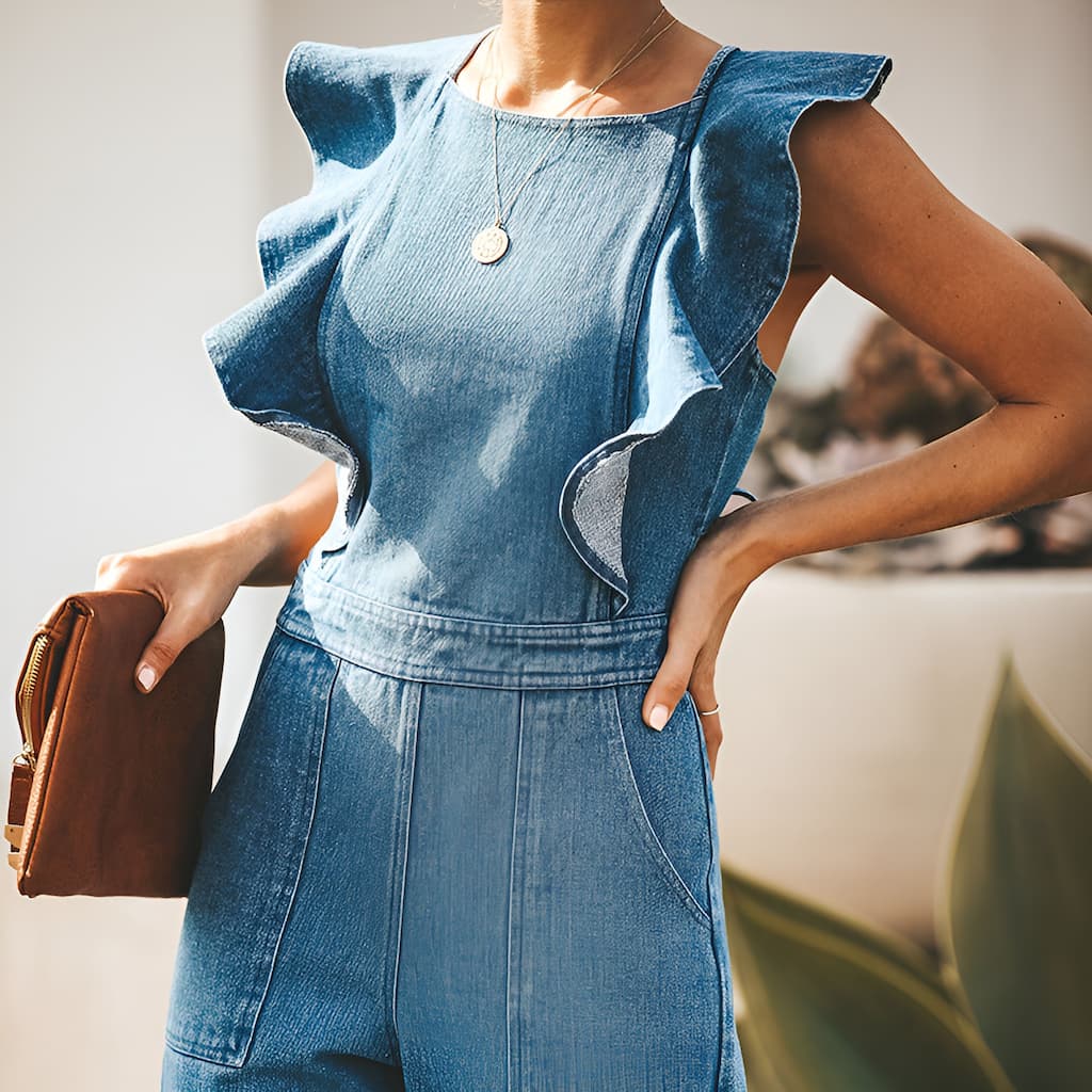 Jeans-Overall Mit Offenem Rückendetail