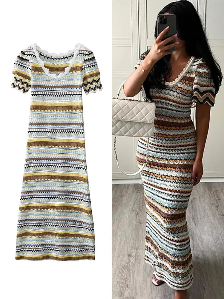 Sommerliches Kurzärmliges Midikleid