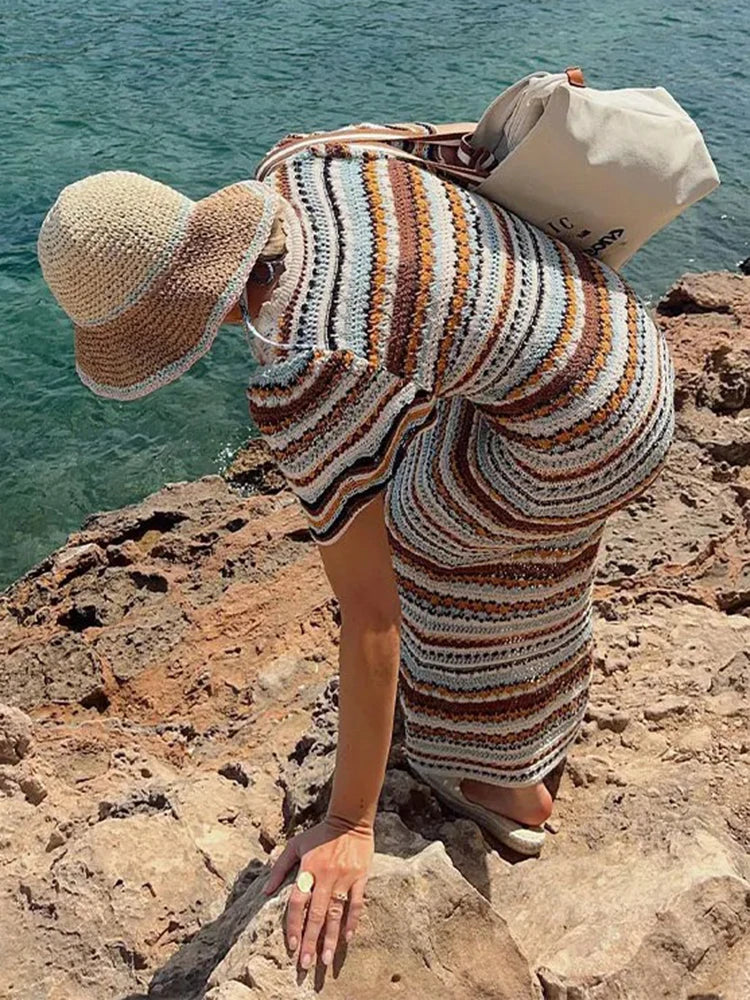 Sommerliches Kurzärmliges Midikleid