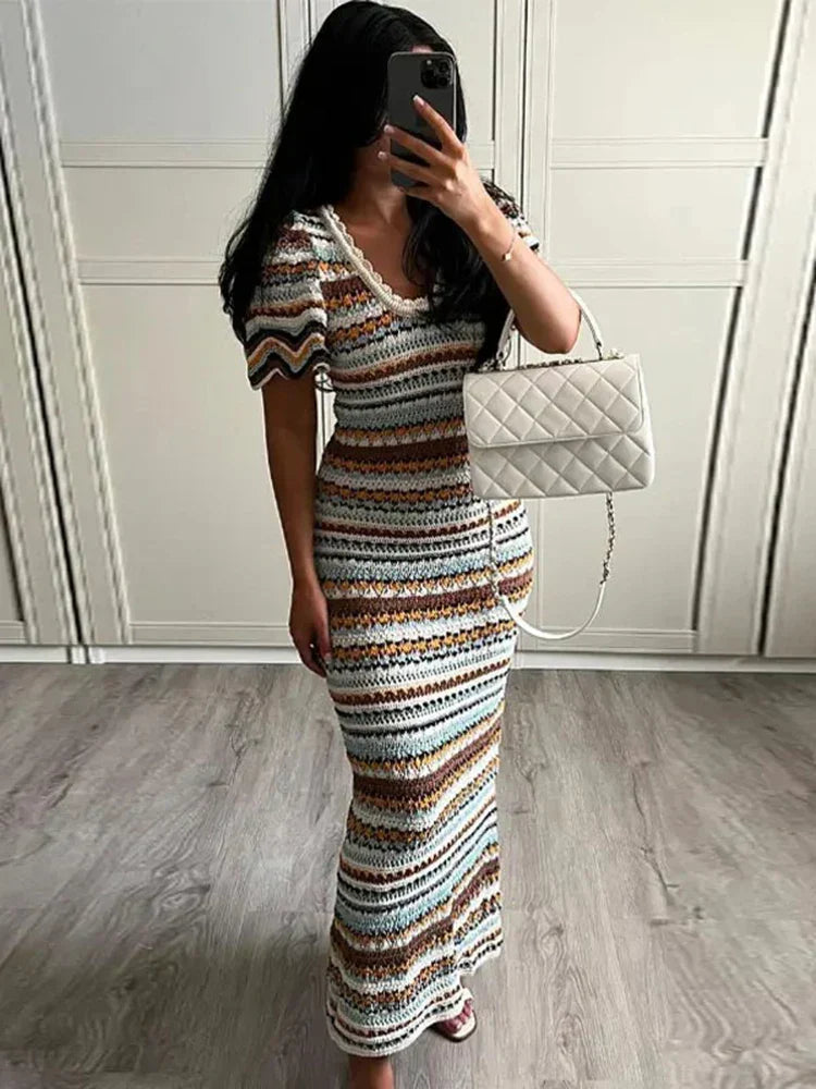Sommerliches Kurzärmliges Midikleid