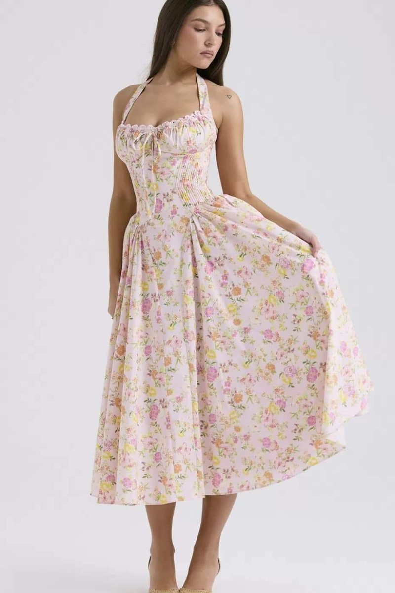 Neckholder-Midikleid İm Retro-Stil