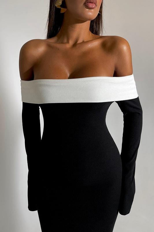 Schulterfreies Maxikleid Aus Strick