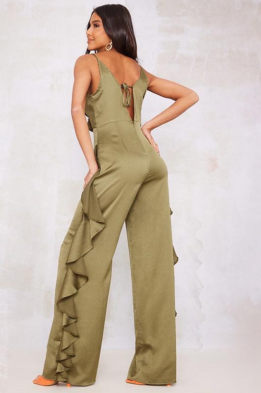Jumpsuit-Kleid Mit Volant Und V-Ausschnitt