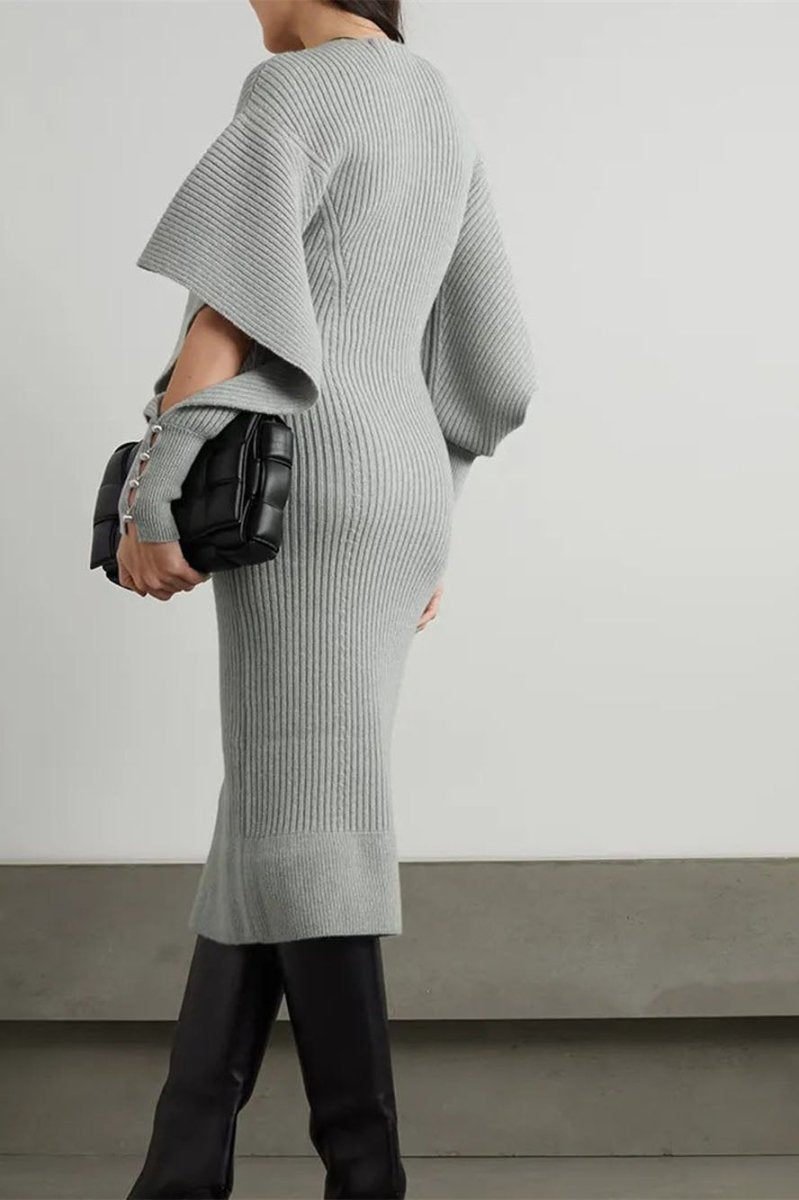 Midikleid Mit V-Ausschnitt Und Ballonärmeln
