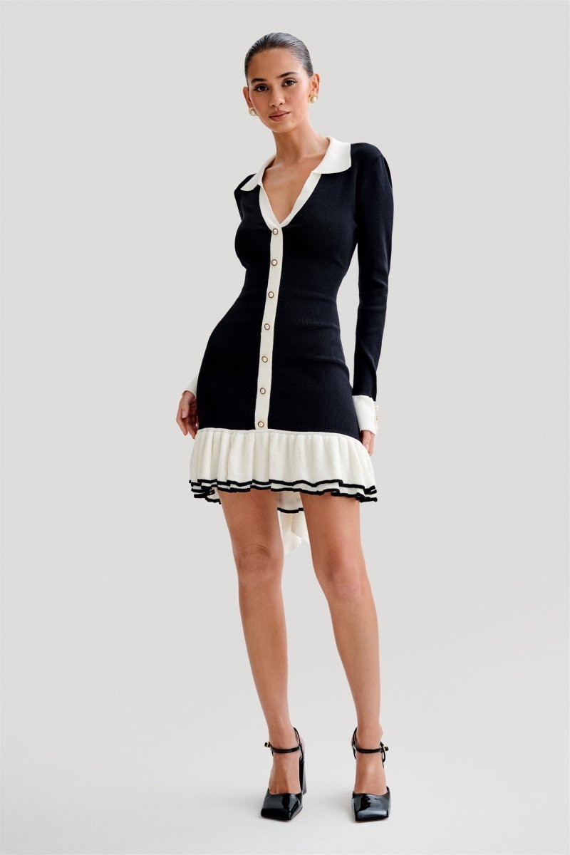 Minikleid Mit Kontrastierender Schleife