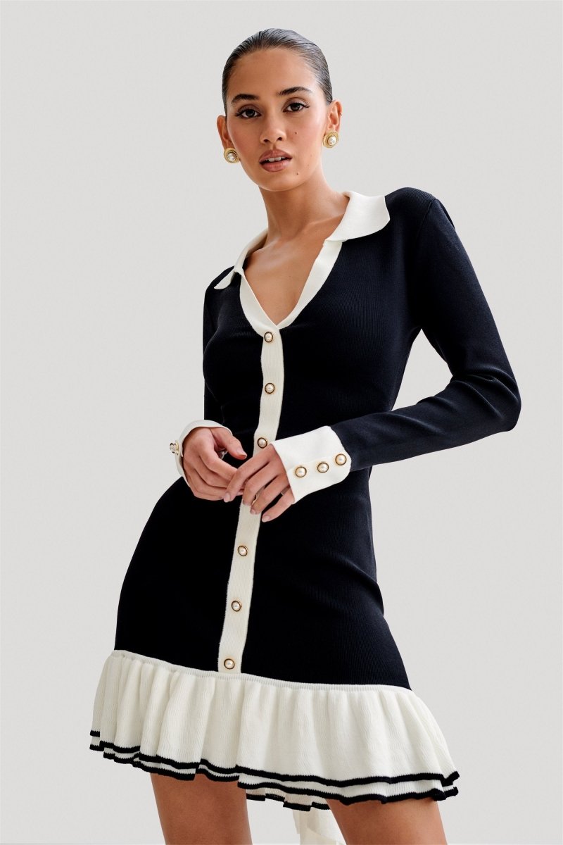 Minikleid Mit Kontrastierender Schleife