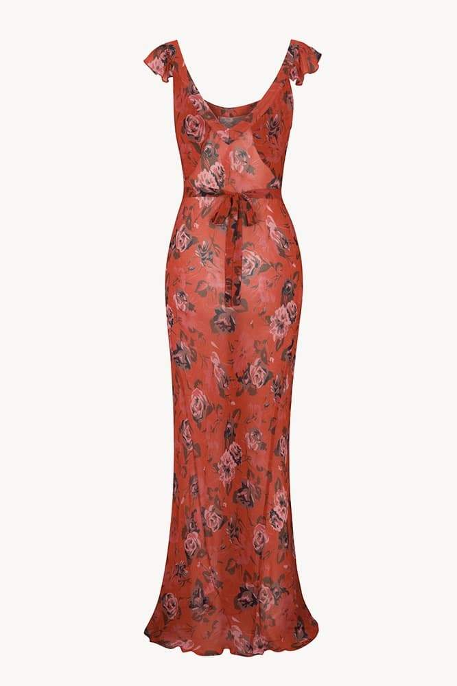 Maxikleid Mit Blumenmuster Und U-Ausschnitt