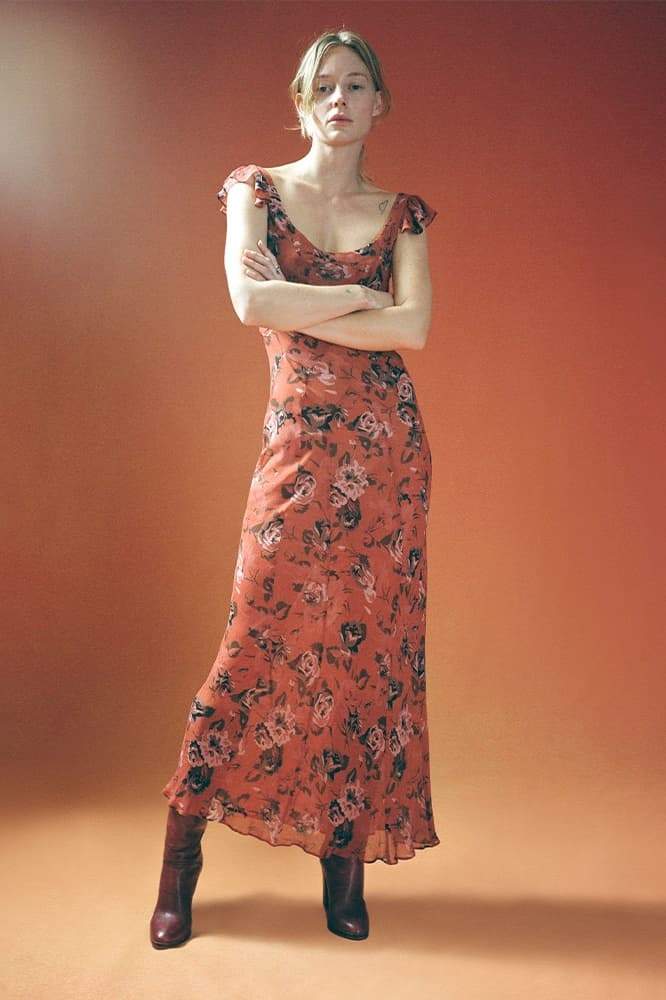 Maxikleid Mit Blumenmuster Und U-Ausschnitt