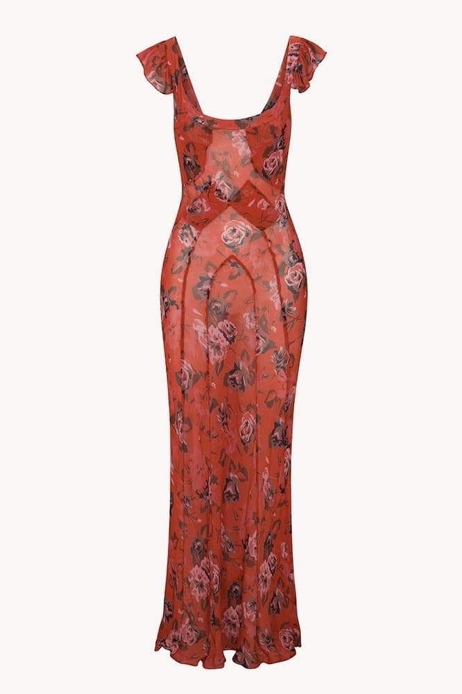 Maxikleid Mit Blumenmuster Und U-Ausschnitt
