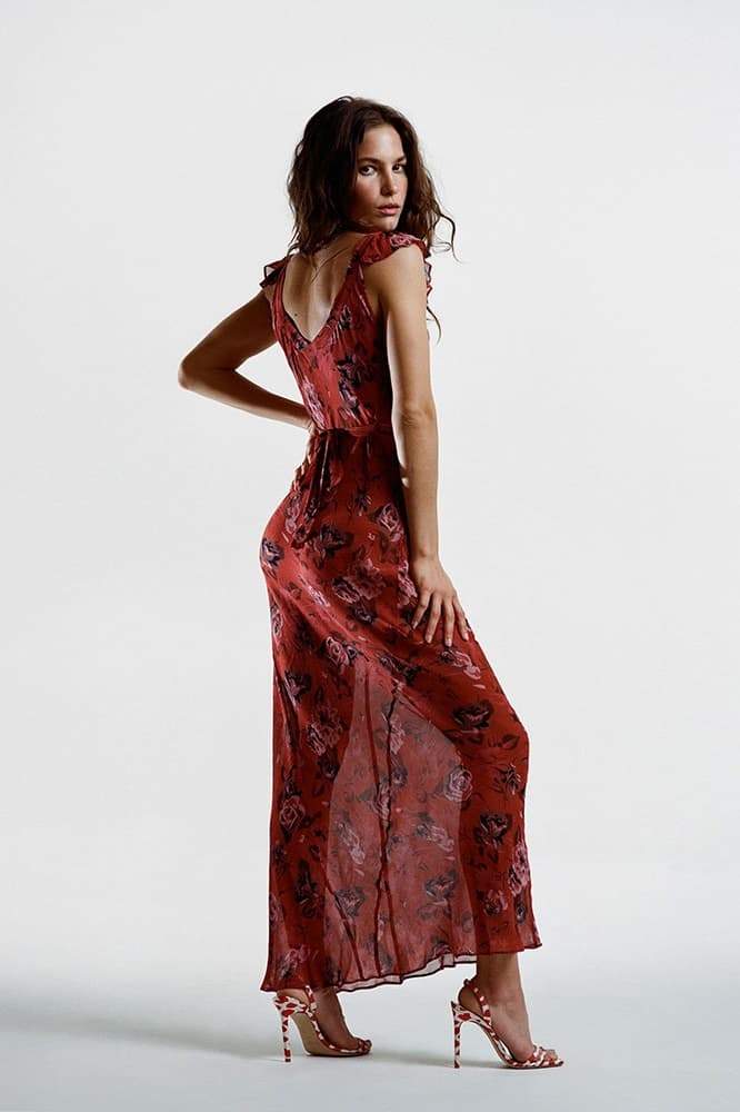 Maxikleid Mit Blumenmuster Und U-Ausschnitt