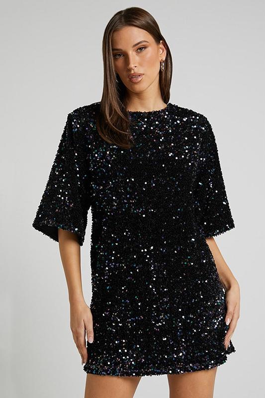 Rückenfreies Kleid Aus Samt Mit Pailletten